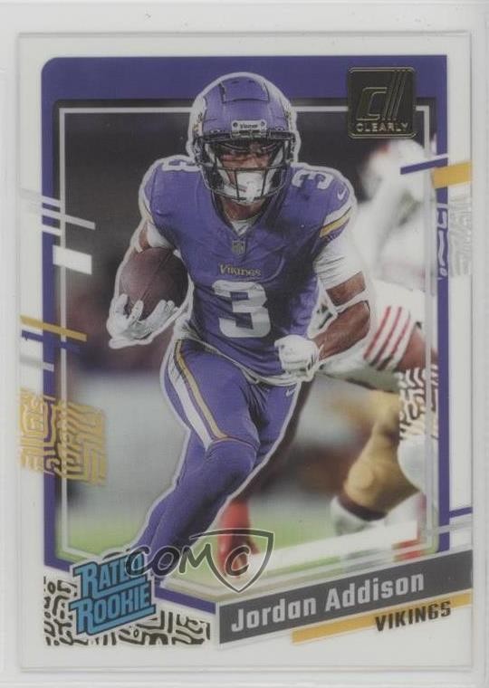 2023 Panini Clearly Donruss Rated Rookie Gold Jordan Addison #70 Rookie RC 15mc