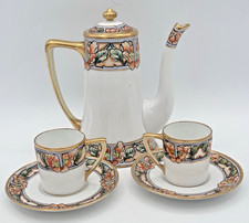 Set caffè 5 pezzi dipinto a mano antico Nippon Morimura Bros Demitasse cioccolatiera