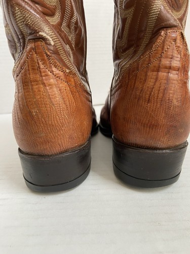 Tony Lama Cowboy Boots Brown Peanut Exotic Western Lizard Sz 8D Mens Leather - Picture 12 of 20