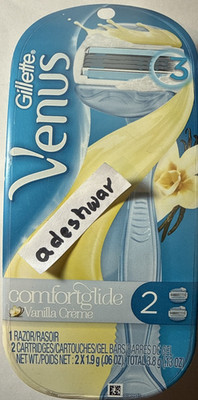Gillette Venus Comfort Glide Vanilla Creme 1 Handle 2 Cartridges 1 Holder New