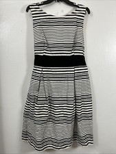 AB Studio Women 16 Dress Stripe Stretch Cotton Blend Sleeveless Dress Spots 6454