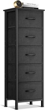 Bedroom Storage - Narrow Chest Of Drawers with 5 Fabric Bins - Modern Design