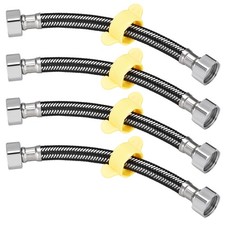 4pack Faucet Supply Line Connector G1/2 Female 8" Stainless Steel Hose