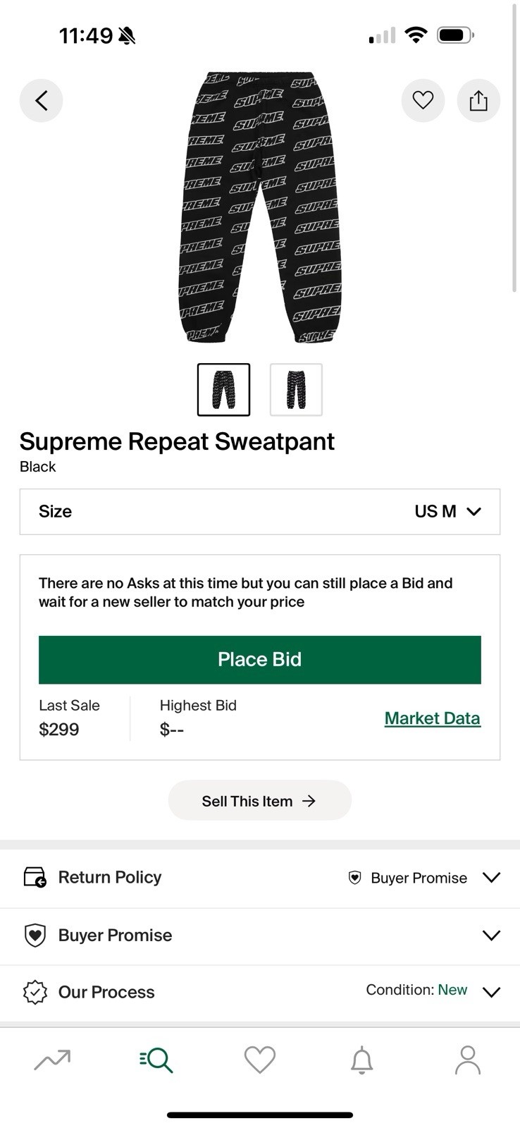 Supreme Repeat Logo Windpants Size Medium Black - image 6