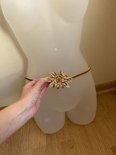 Vintage Gold Filigree Flower Stretch Belt 70s 80s Interlocking Clasp Statement
