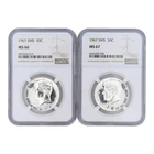 2 1967-P SMS KENNEDY UNITED STATES HALF DOLLARS 40% SILVER NGC GRADED MS66-MS67