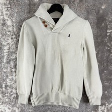 Polo Ralph Lauren Size XL (18-20) Shawl Collar Knit Pullover Sweater Cream Boys
