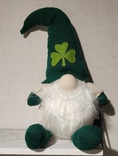 Soft Cable Knit Green And White St. Patrick's Day Gnome Leprechaun Shelf Sitter