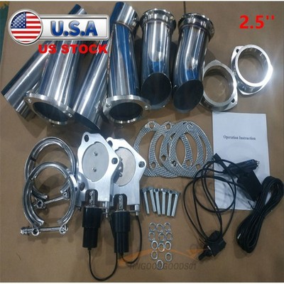 2.5'' Dual Electric Exhaust Valve Control Valve Y Pipe Motor Kit w/ Manual Switch