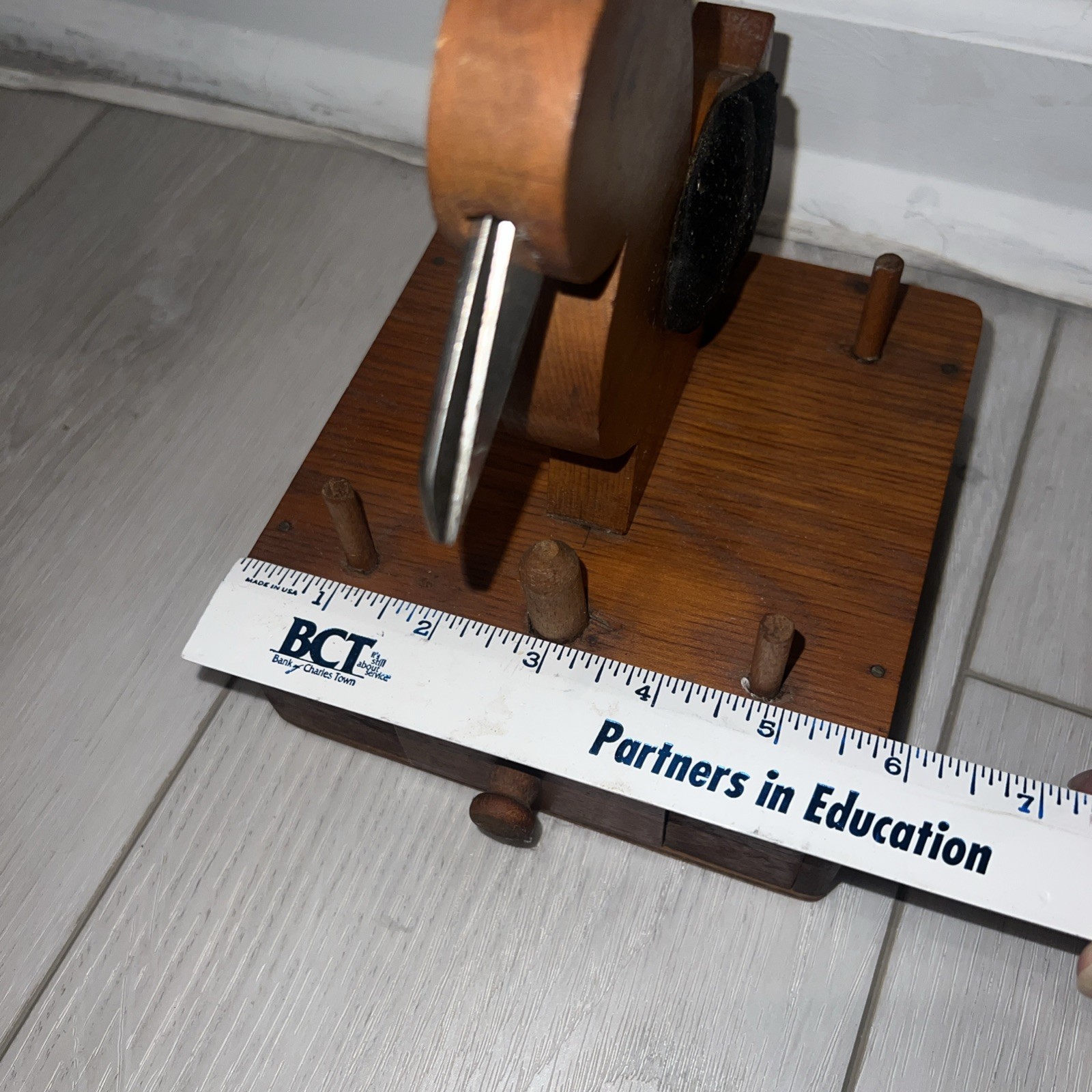 Vintage Wooden Bird Duck Sewing Caddy w/ Drawer, Scissors & Pin Cushion Beauty