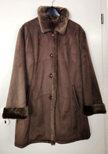 Julia S. Roma Damen Winter Mantel Jacke Lammfell-Imitat-Jacke braun Größe 46 neu