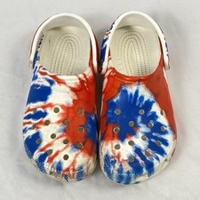 Men  s Crocs Blue Red White Patriotic Tie Dye Size M7 Unisex 205453