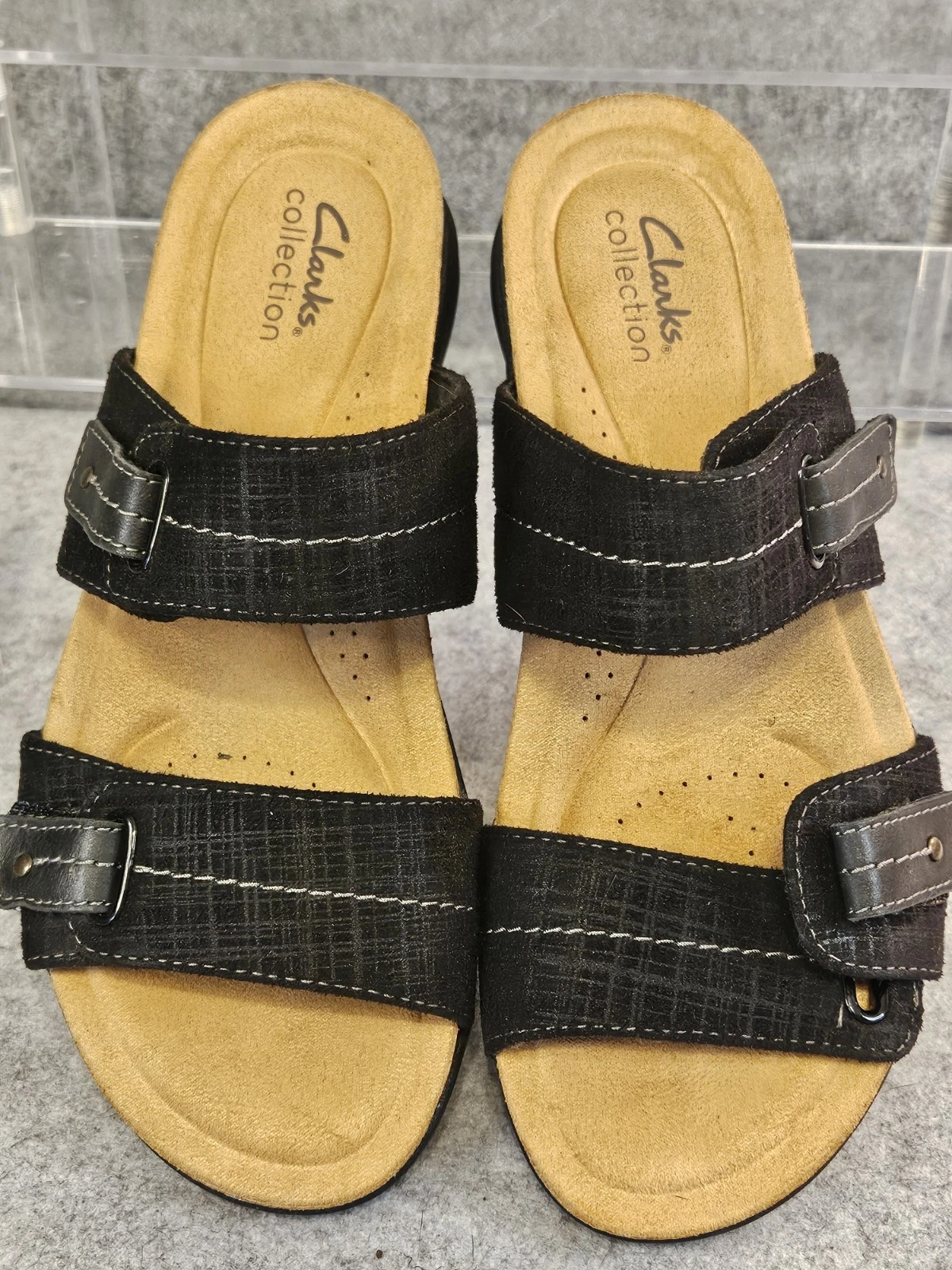 Clarks Collection Sandali Slide Regolabili Aprile Crepuscolo Nero Comfort Taglia 8 5M