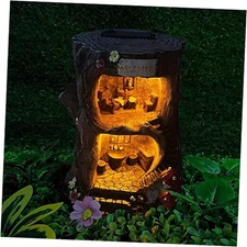  Tree House Solar Statue Outdoor Garden Statue with Solar Solar Tree House