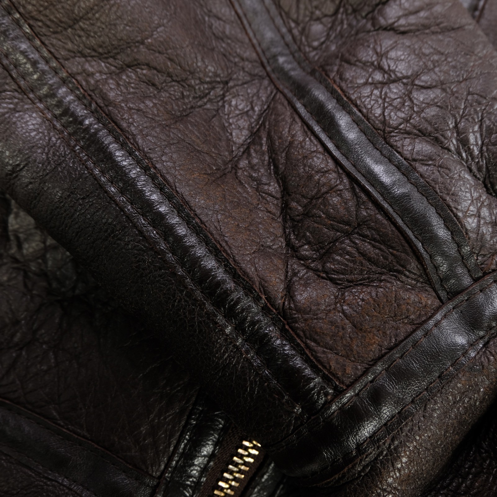 Rare Vintage Shearling Leather Aviator Flight Bomber Jacket 70s 80s Brown SZ XL