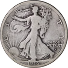 1916 D 50c Walking Liberty Half Dollar ~ VG