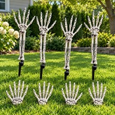 8 PCS Halloween Yard Decorations Skeleton Hands Graveyard Stakes Outdoor Grou...