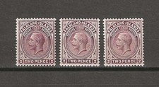 FALKLAND ISLANDS 1921/28 SG 75 + 75b + 75c MNH