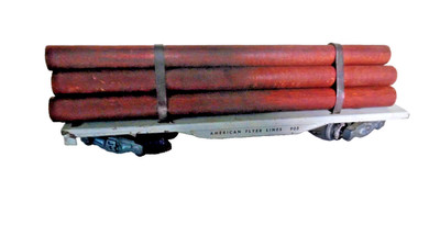 American Flyer 905 Vintage S GAUGE Tinplate Metal Flatcar Car W/Logs   Used