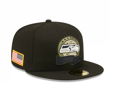 Seattle Seahawks NFL Cap New Era Schwarz Logo Fitted Mütze - Neu