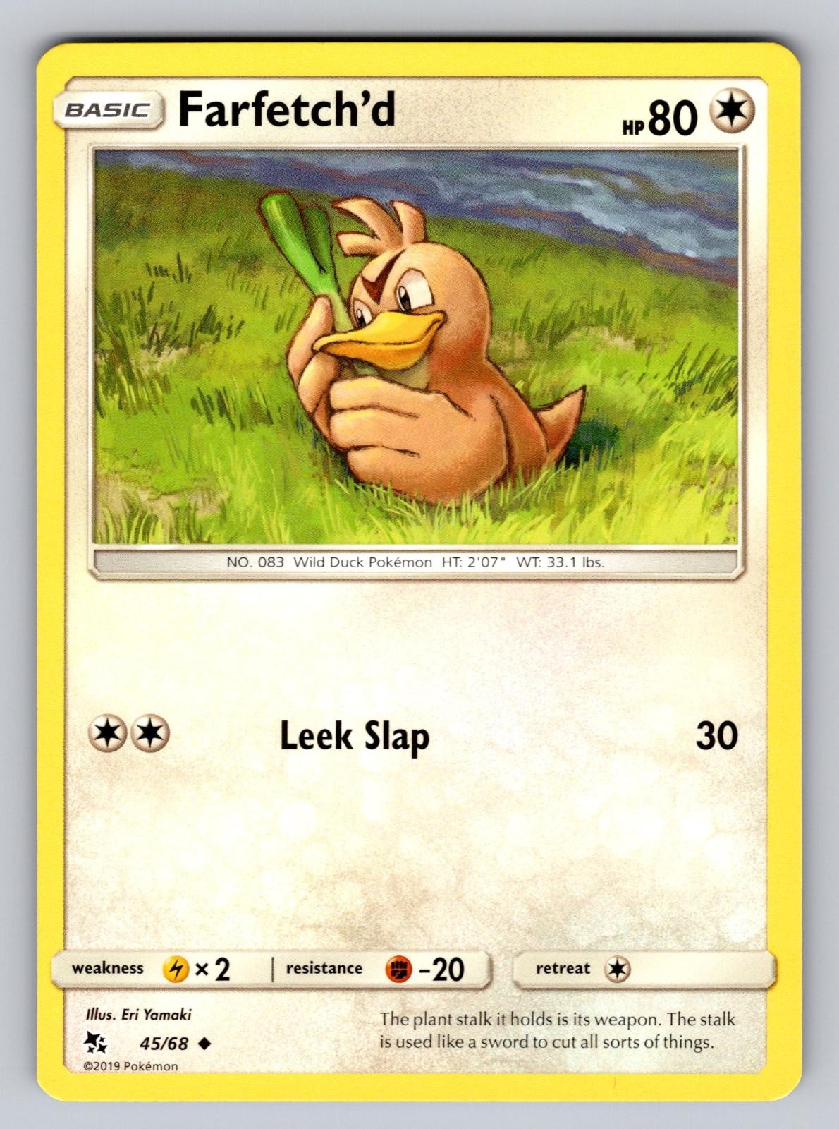 Farfetch'd 45/68 Uncommon Hidden Fates Pokemon Lightly Played