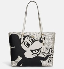 Coach Disney Mickey Mouse X Keith Haring Leather Tote - Chalk