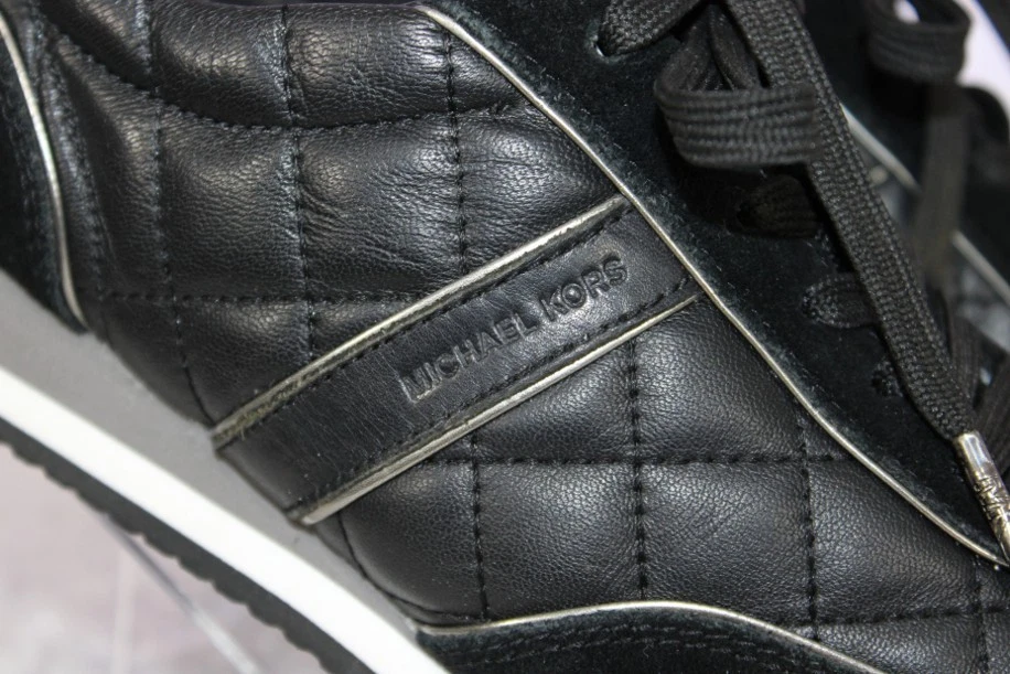 Michael Kors Billie Quilted Mixed Media Sneakers – Black, Size 8 - Image 3 of 4