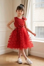 Red Tulle Overlay Easter Pagent Church Party Butterfly Dress Size 5T