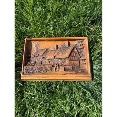 Vintage Ivorex Osborne Ann Hathaway's Cottage Shottery 3D Relief Plaque England