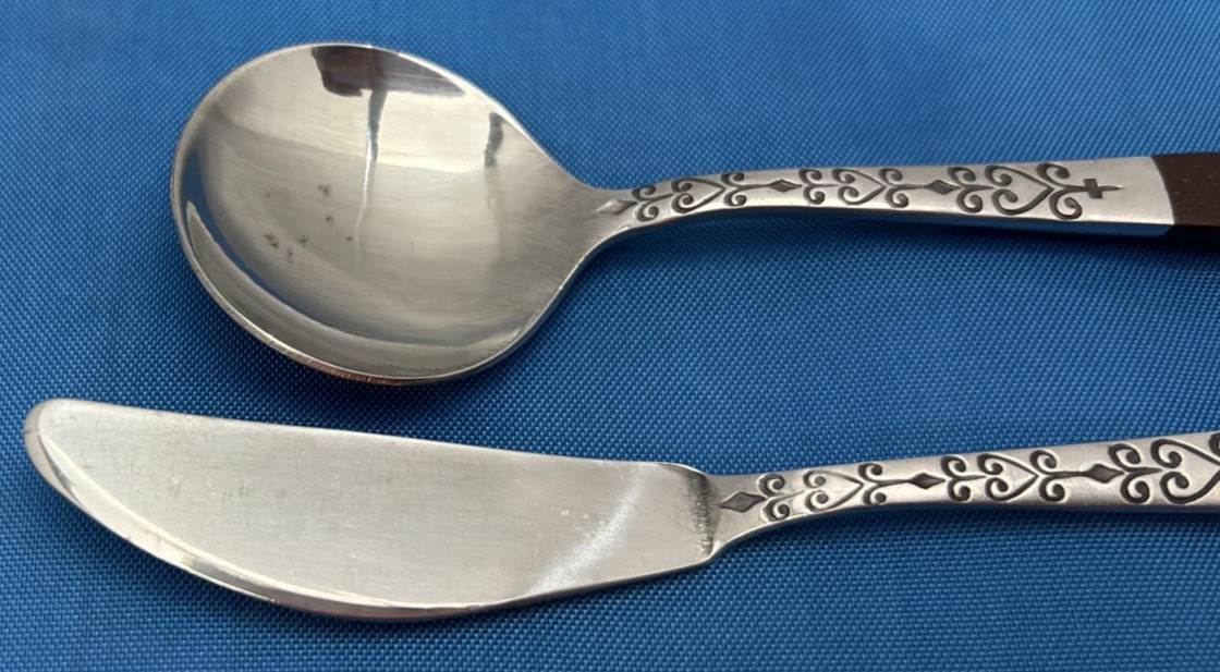 43 Pieces MCM Interpur Stainless Steel Wood Handle Japan Flatware