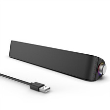 Sleek Desktop Soundbar with 6 High-Efficiency Drivers - USB & Bluetooth 5.0