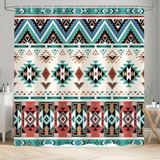 Western Aztec Shower Curtain, Boho Southwestern 72"W x 72"L Pack of 1 Brown-a