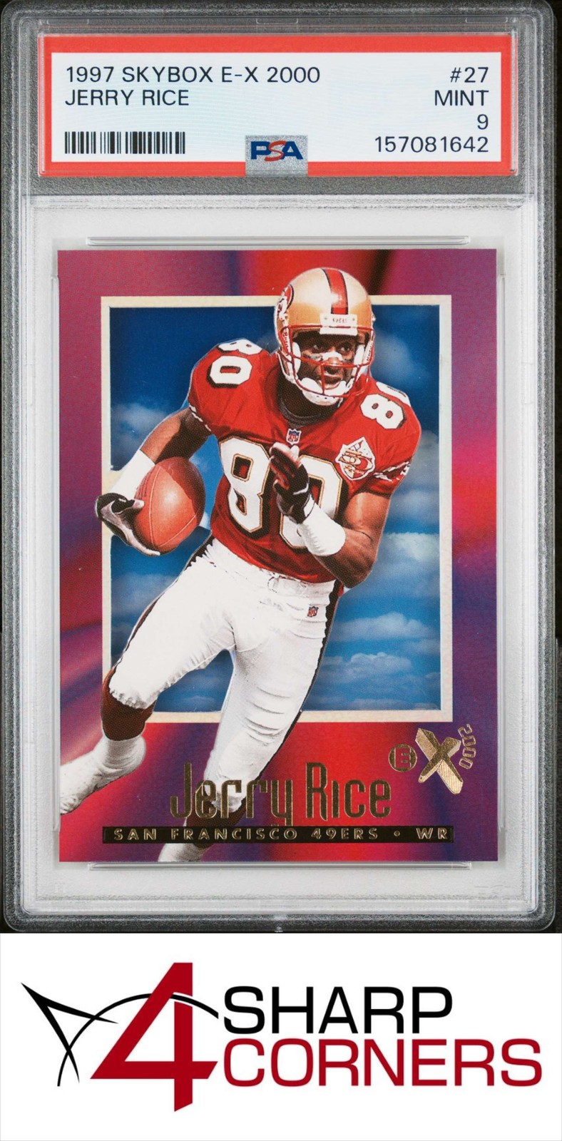 1997 SKYBOX E-X 2000 #27 JERRY RICE 49ERS HOF PSA 9 view 1