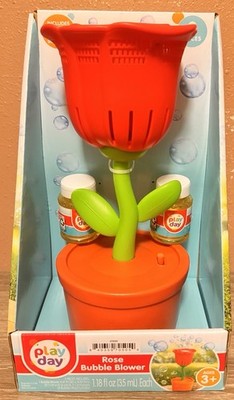 Play Day Rose Bubble Blower. Includes Bubble Solution, Ages 3+ NEW 