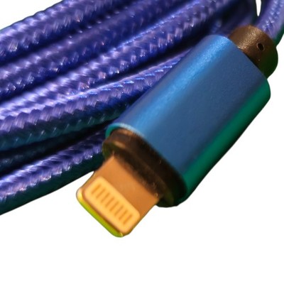 Mighty Wireless USB-A 10ft Charge Sync Cable Blue Nylon Cord  Tangle Free Long