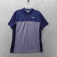 Nike Dri-FIT Golf Polo Shirt Mens Medium Navy Blue Gray Short Sleeve