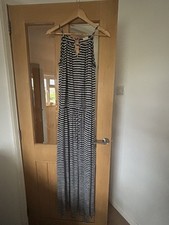 Accessorize size medium 10/12 navy white black stripy strappy maxi dress