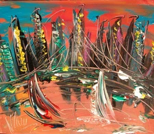 NYC MODERN ART   SIGNED CANVAS - STRETCHED painting original