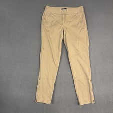 Talbots Pants Women  s 6 Khaki Brown Tapered Zipper Ankle Flat Front Cotton Blend