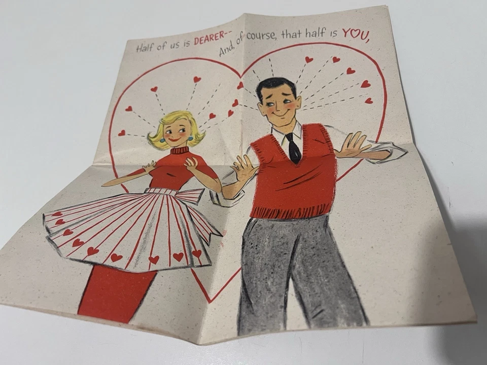 Vintage Hallmark Valentine’s Day Card 1950s “To My Better Half” Large Fold-Out - Image 3 of 4