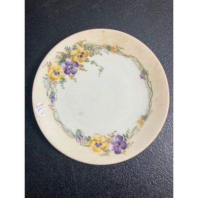 Favorite Bavaria Pansy Floral Porcelain Plate Vintage Purple Yellow Flowers