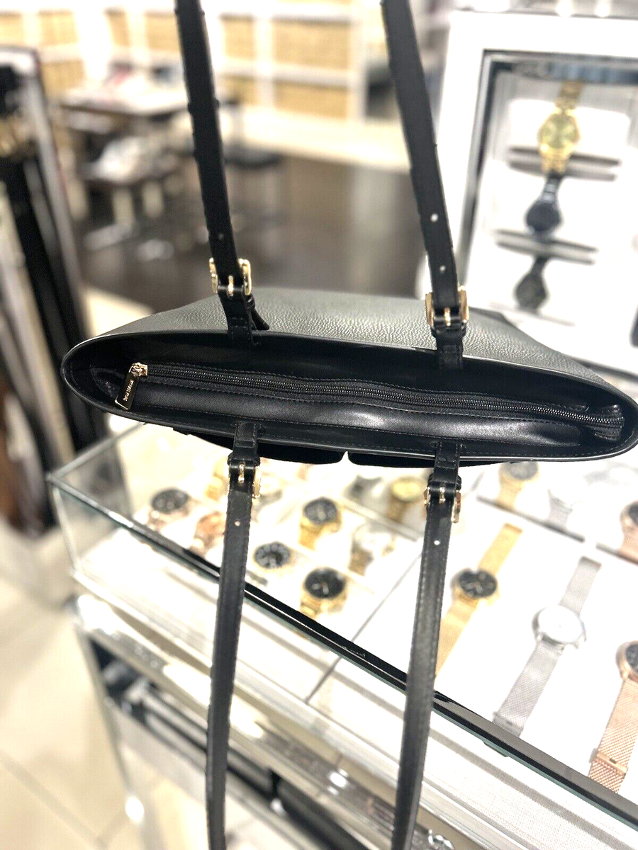 Michael Kors Jet Set Medium Black Vegan Leather Double Pocket Tote