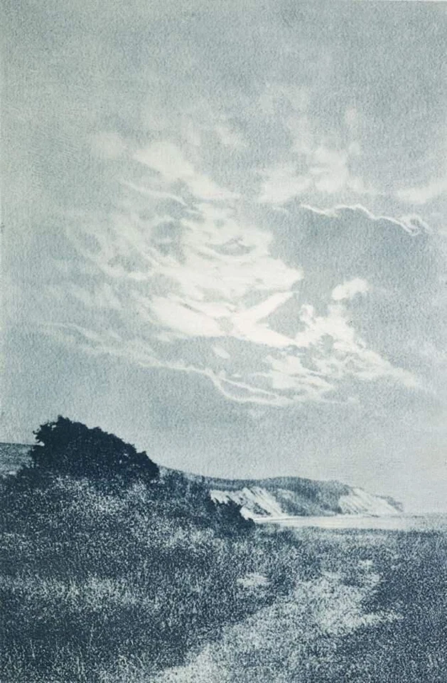 Playa del Mar Báltico por Hugo Henneberg 1889 paisaje costero estampado de linocorte Foto 2 de 2