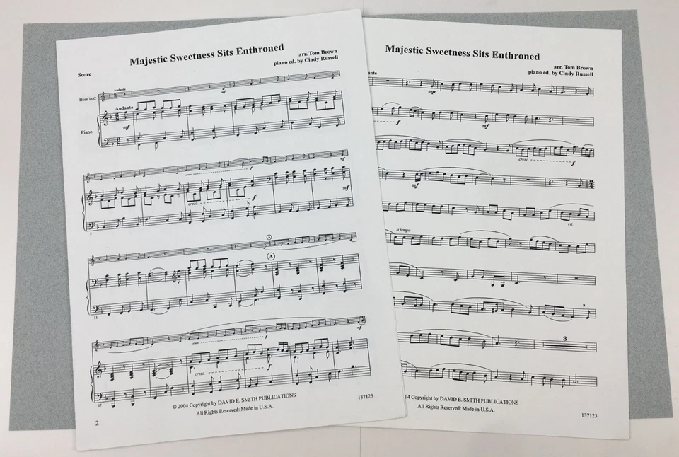 Majestic Sweetness Sits Enthroned French Horn Solo Piano Sheet Music Tom Brown - Image 3 of 4