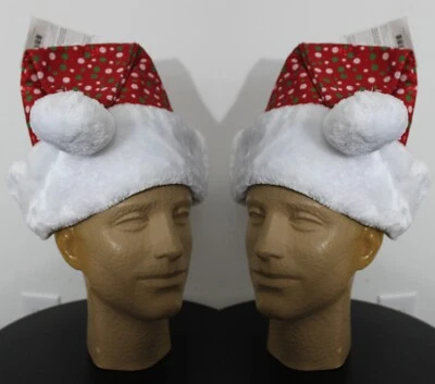 2-SET Rojo con Lunares Santa Sombreros Gorra Hombre Adulto Mujer Navidad Holiday - Imagen 1 de 3