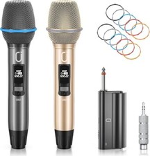 U60 Wireless Microphones, Dual UHF Microphone System with Rechargeable Receiv...