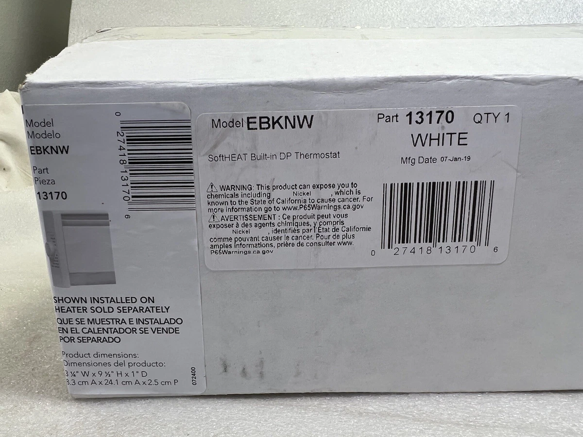 Cadet EBKNW PART 13170 SoftHeat 25 Amp Thermostat White - NEW! 27418131706  | eBay