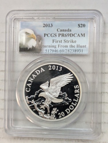 2013 Canada $20 Bald Eagle Returning From Hunt 1oz 99.99% Silver PCGS PR69DCAM