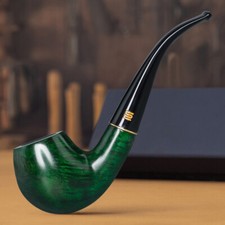 Pipa de billar de brezo con filtro de 9 mm MUXIANG pipa de tabaco de madera lisa vástago acrílico