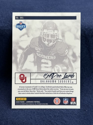 2020 Panini Luminance Dynamic Rookies #DR5 CeeDee Lamb Dallas Cowboys - Picture 2 of 2